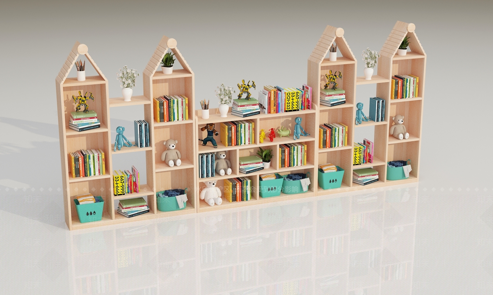 现代儿童书柜SU模型下载【ID:1140213489】