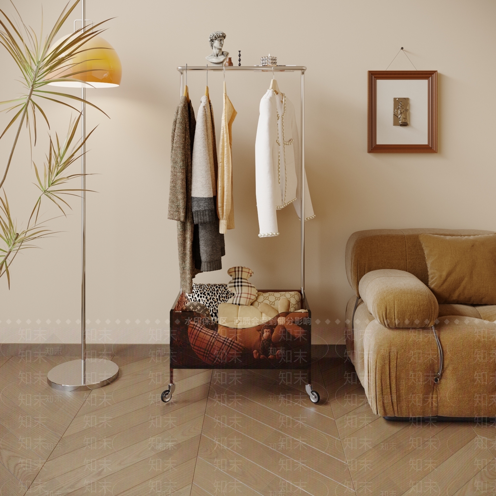 现代亚克力金属可移动挂衣架SU模型下载【ID:1140216749】