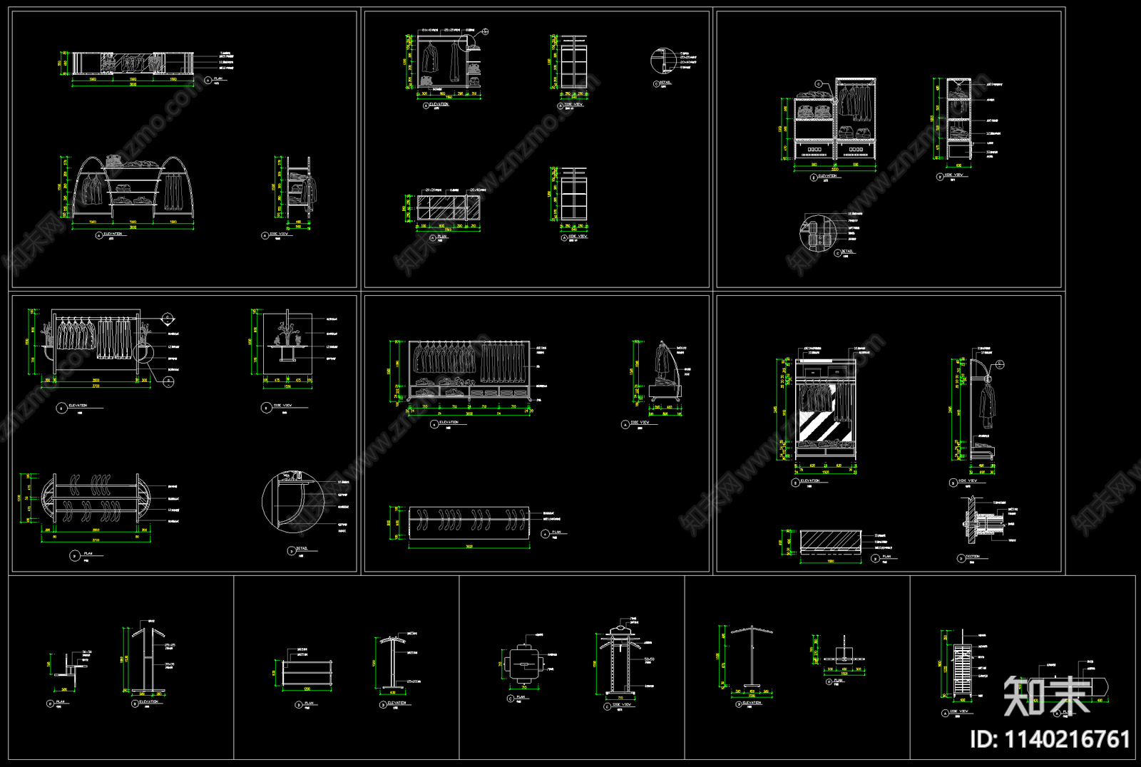 服装店货架cad施工图下载【ID:1140216761】