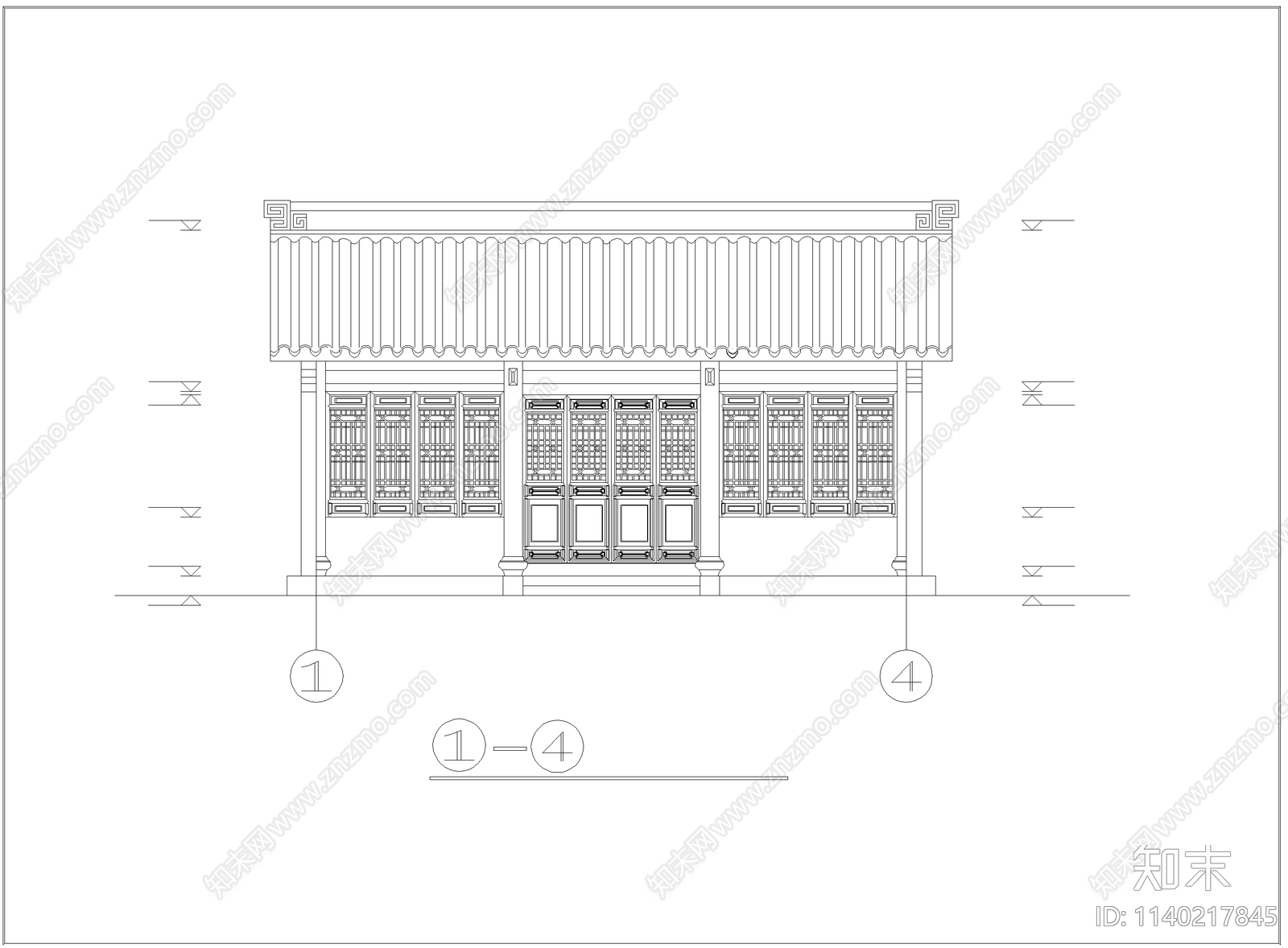 古建筑亭子cad施工图下载【ID:1140217845】