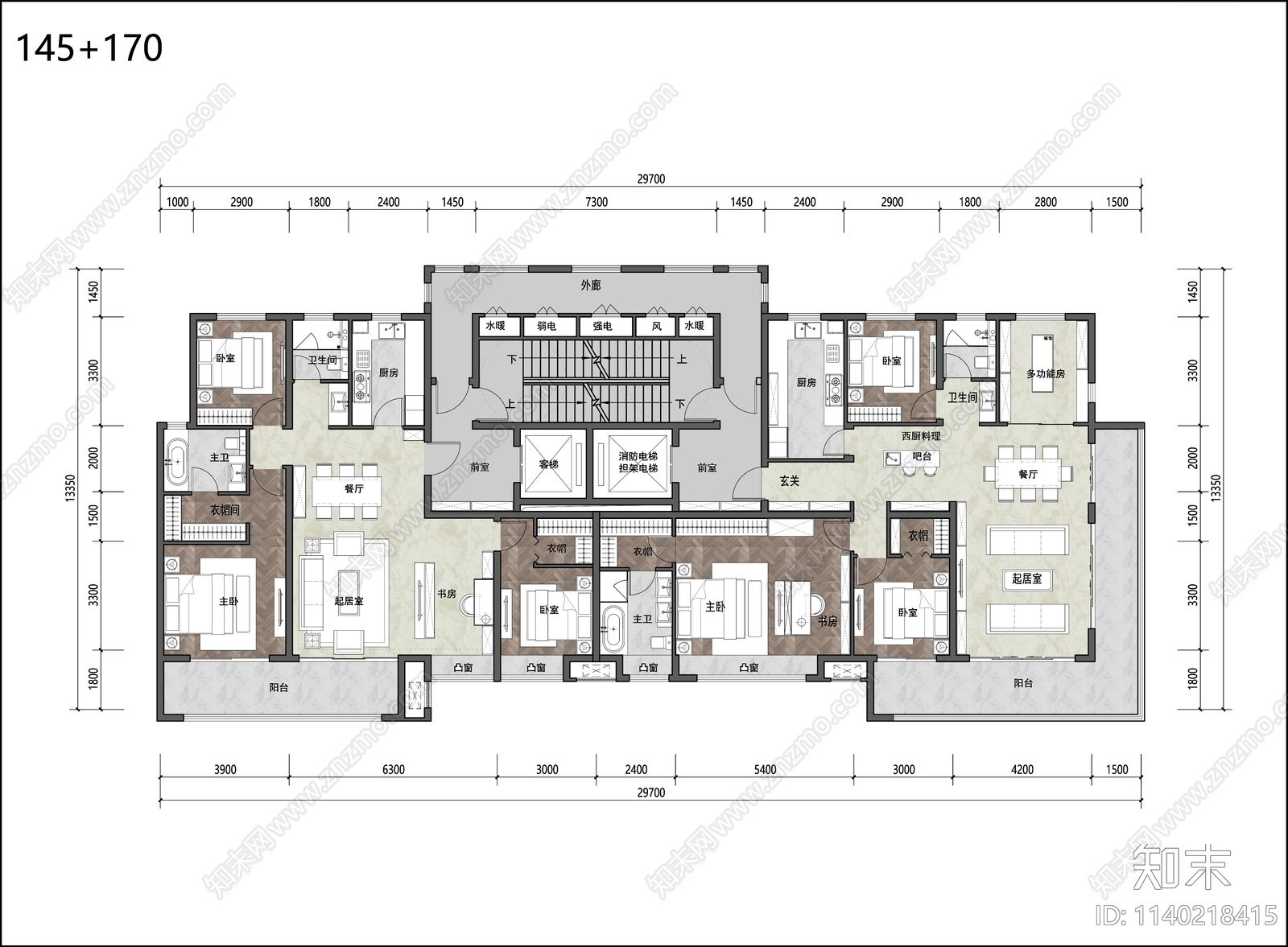 住宅建筑户型平面图施工图下载【ID:1140218415】