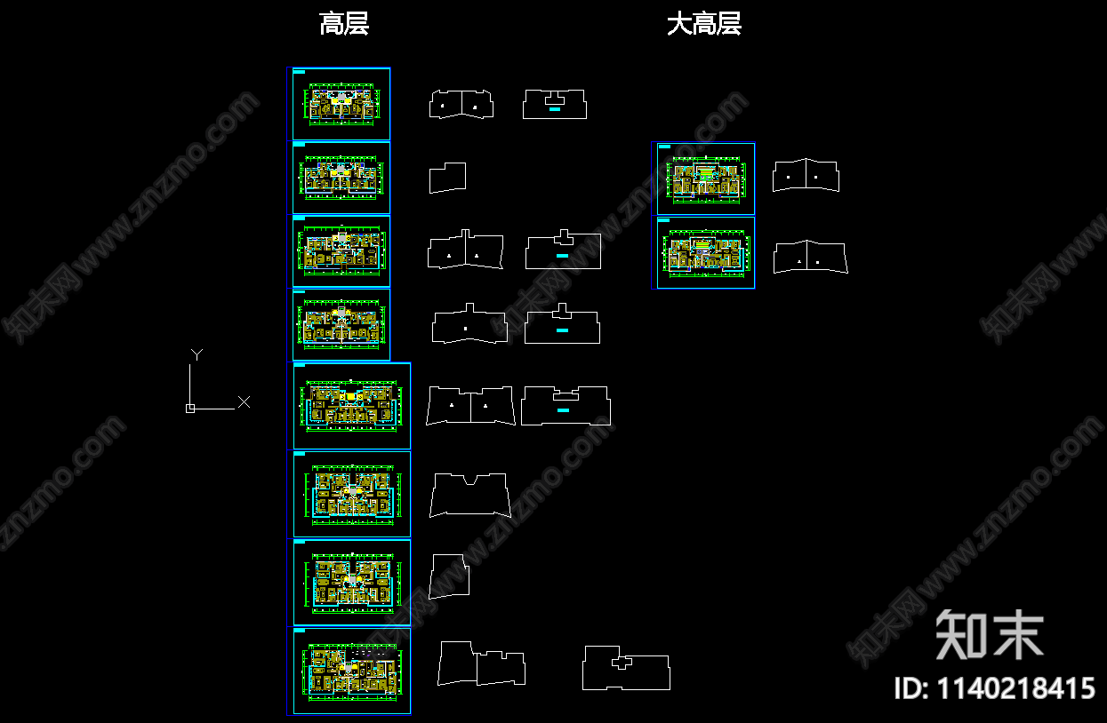 住宅建筑户型平面图施工图下载【ID:1140218415】