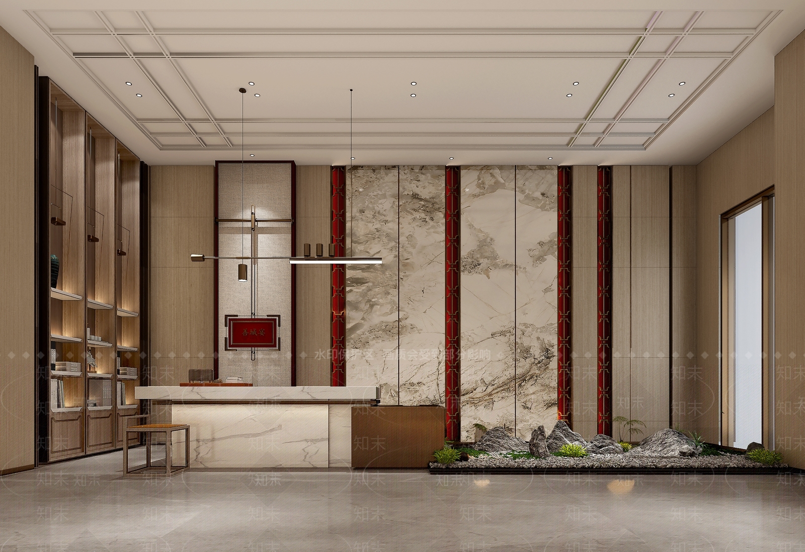 新中式茶餐厅门厅3D模型下载【ID:1140219005】