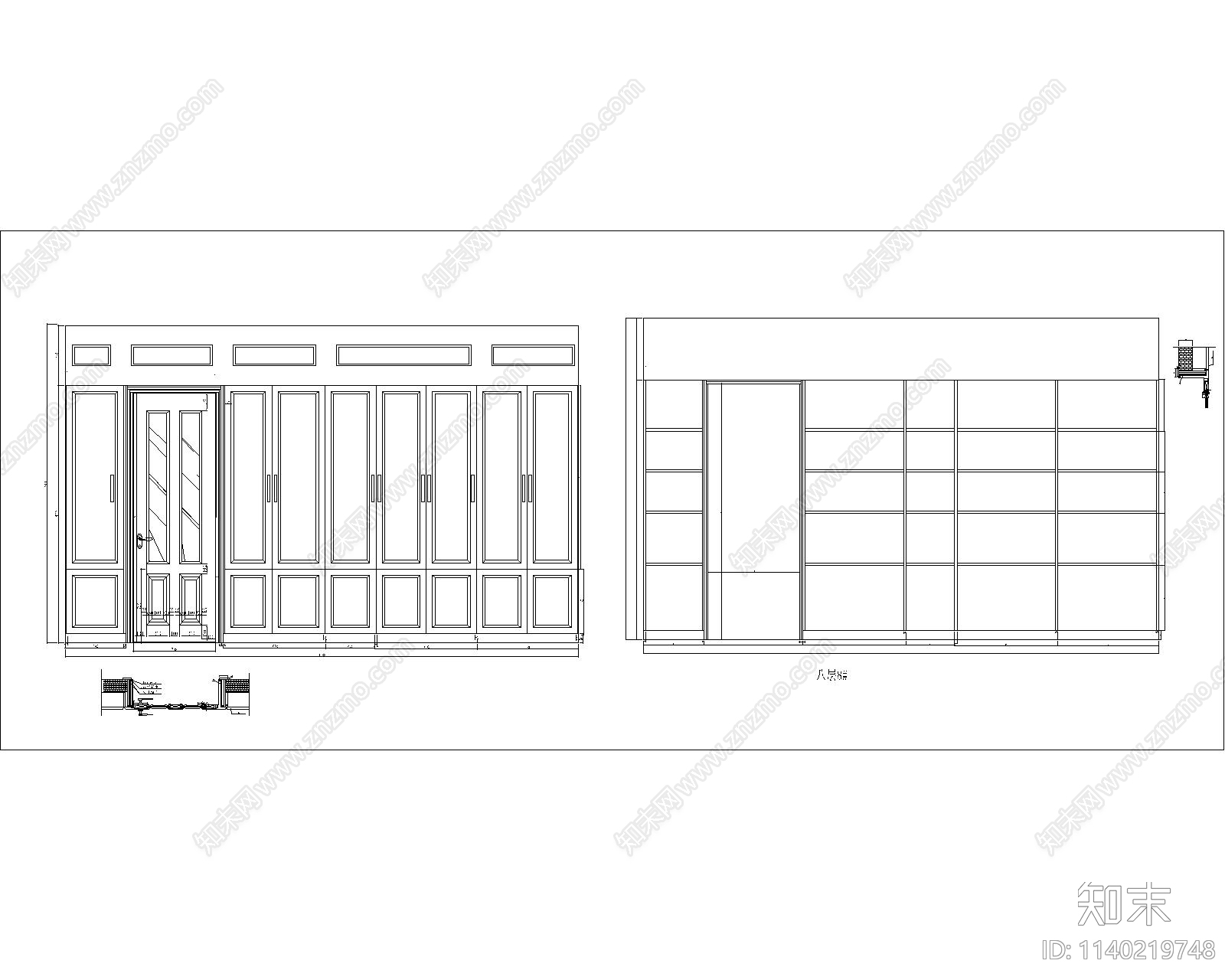 隐形门cad施工图下载【ID:1140219748】