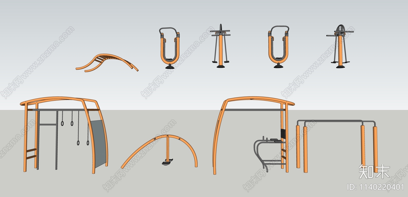 户外健身器材SU模型下载【ID:1140220401】