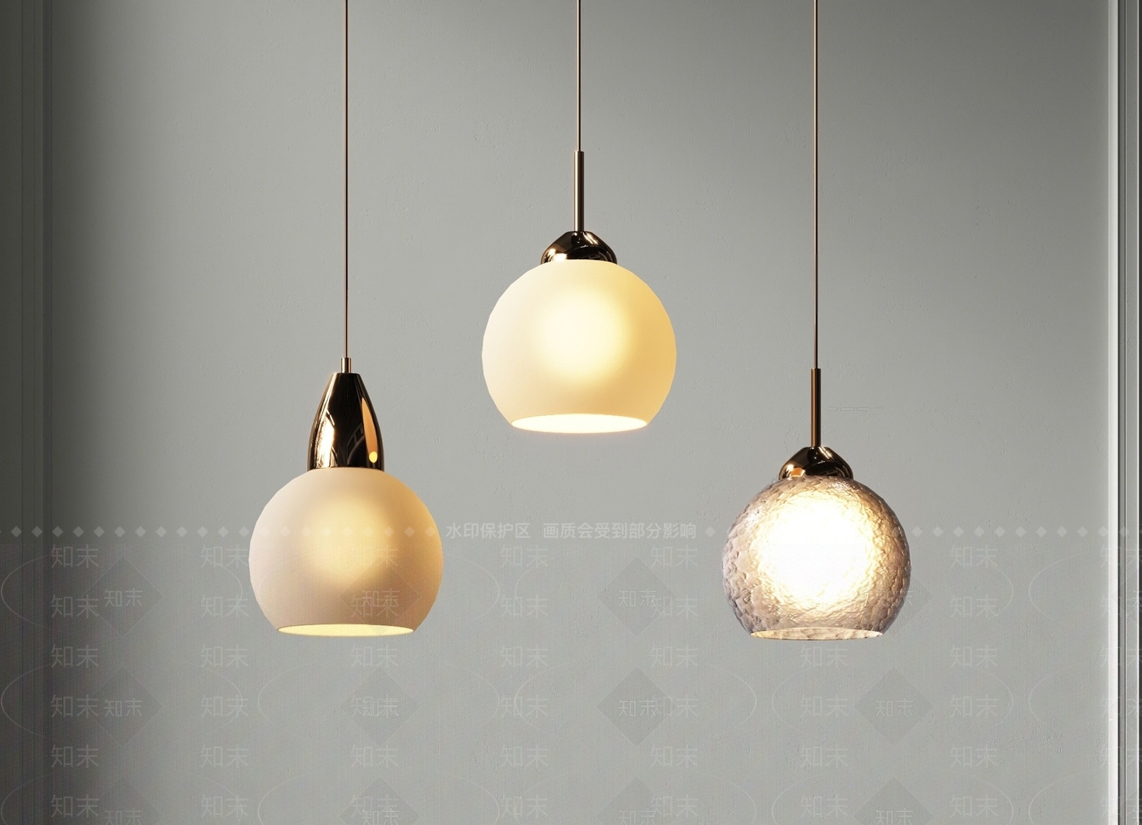 现代简约球形吊灯SU模型下载【ID:1140221002】