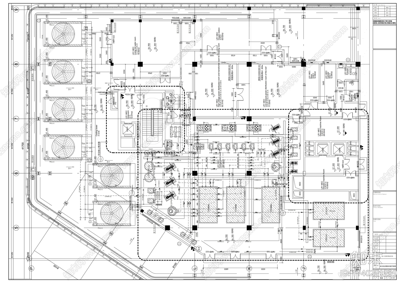 医院制冷机房cad施工图下载【ID:1140221289】