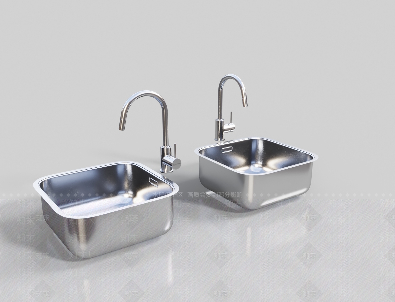 不锈钢水槽3D模型下载【ID:1140223193】