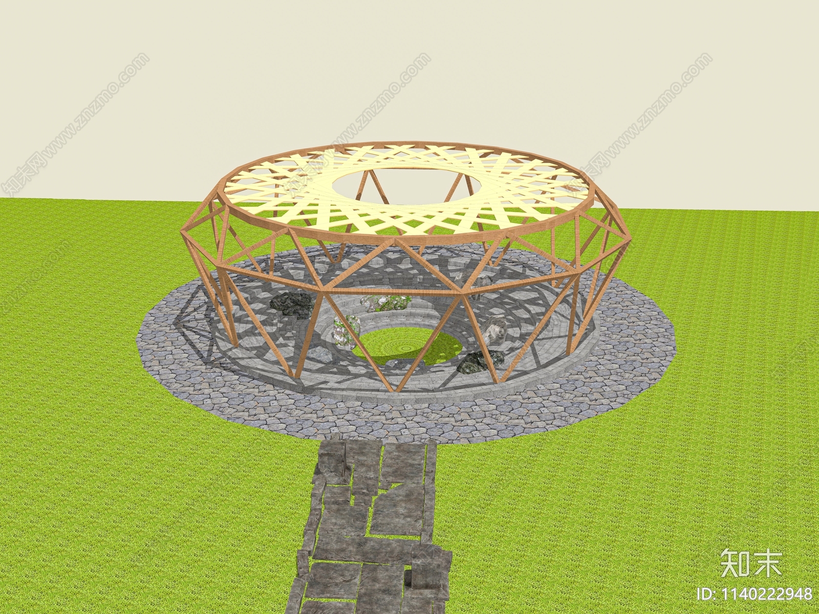 现代造型廊架SU模型下载【ID:1140222948】