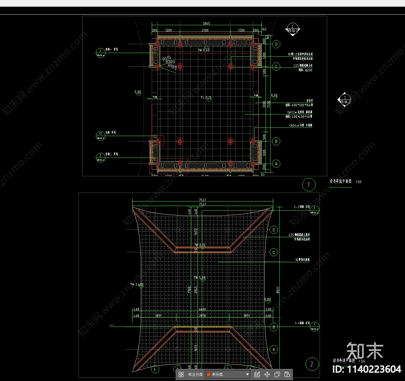 古建亭子cad施工图下载【ID:1140223604】