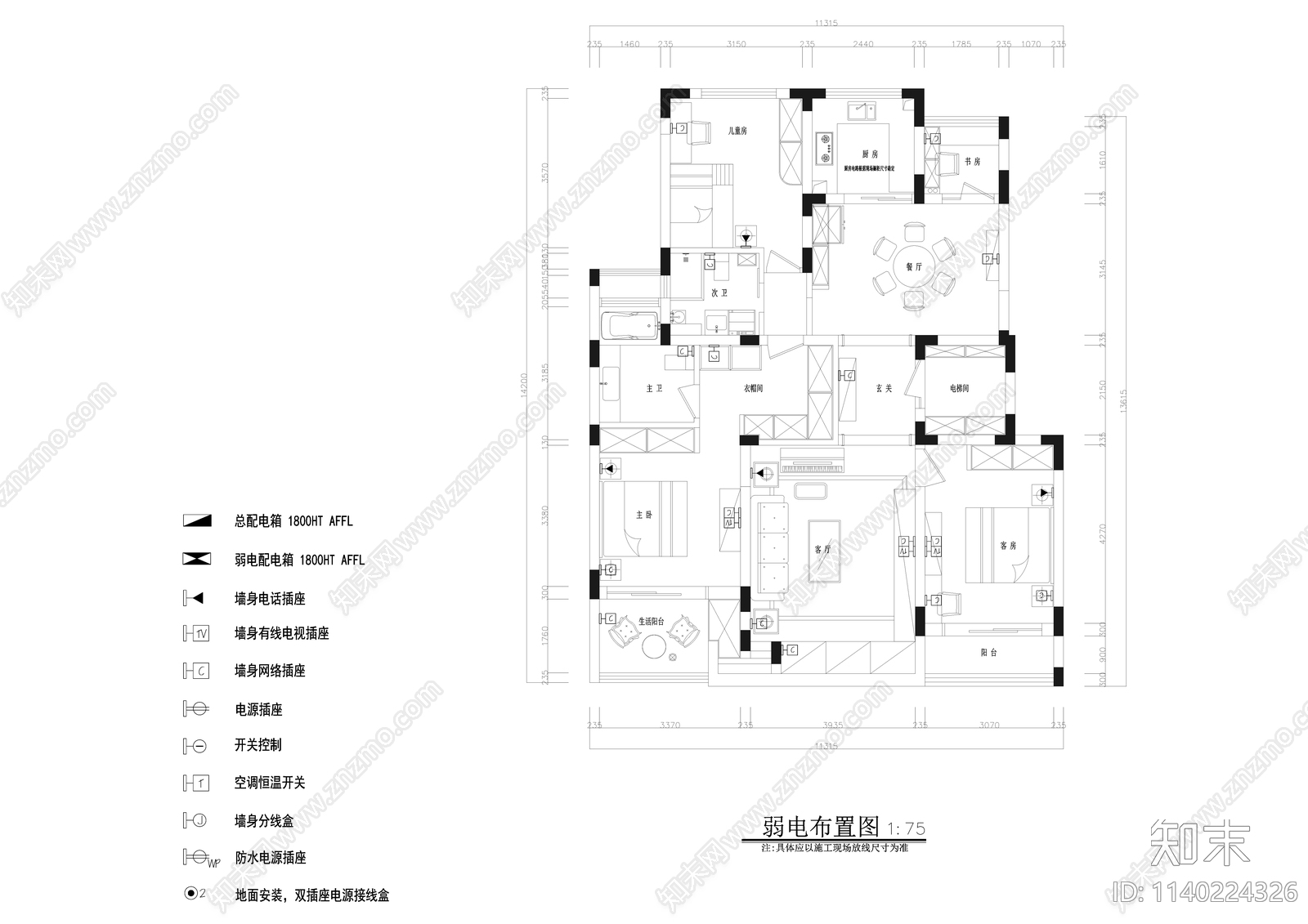 新中式130平米大平层室内精装修cad施工图下载【ID:1140224326】