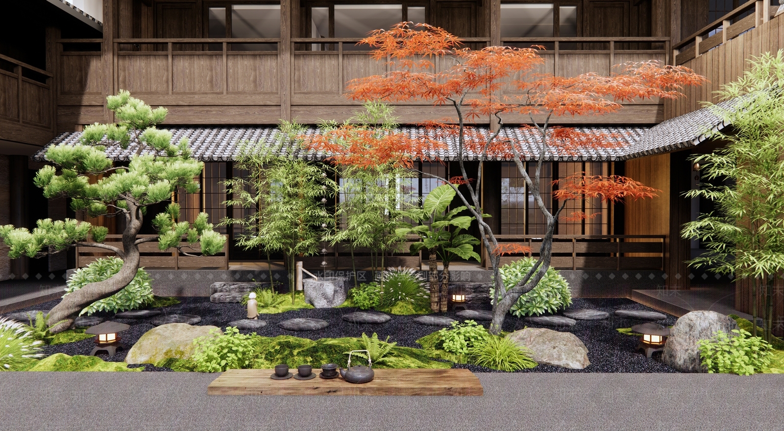 日式庭院3D模型精品下载_3dmax模型_知末网