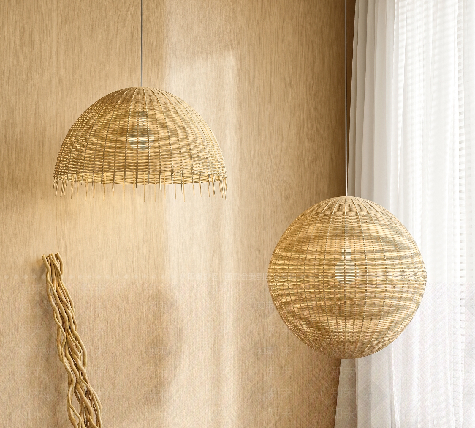 侘寂风球形吊灯SU模型下载【ID:1140236637】