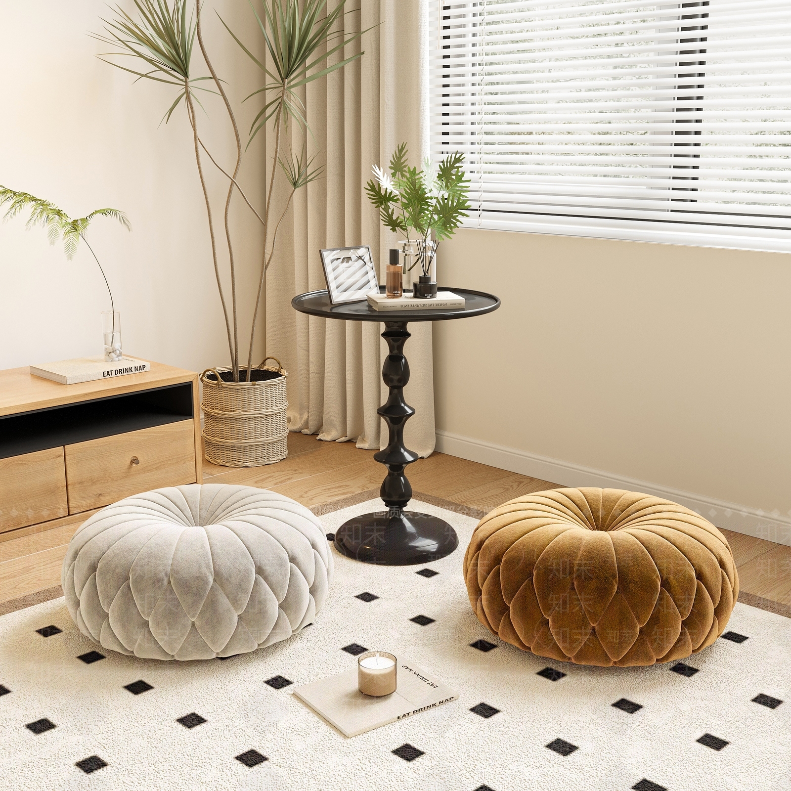 现代榻榻米坐垫3D模型下载【ID:1140236904】