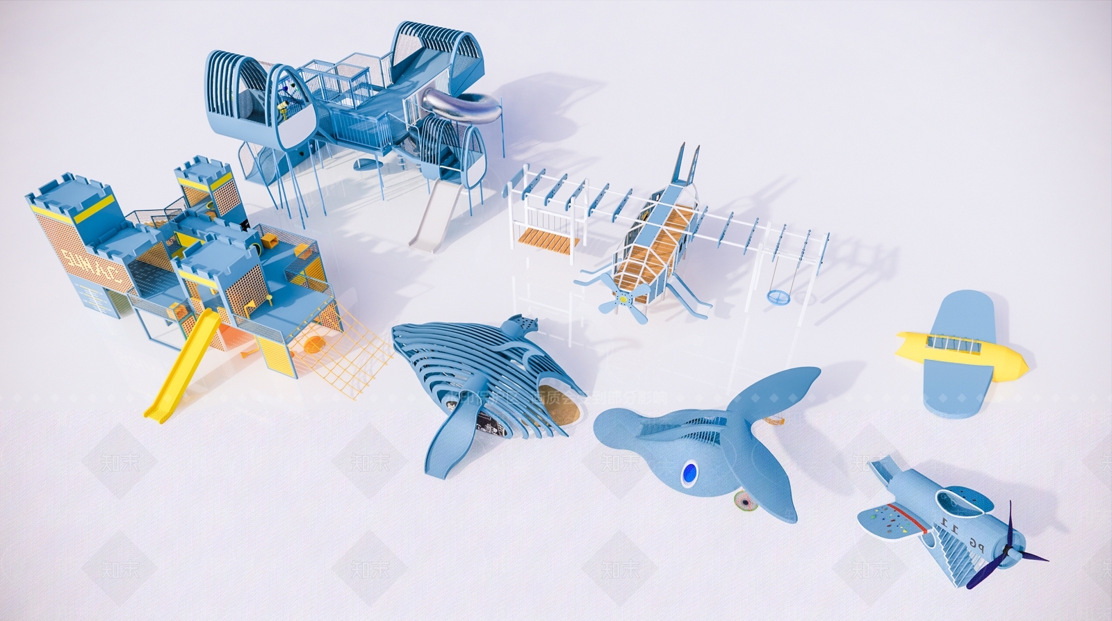 城堡主题儿童器械组合SU模型下载【ID:1140237928】