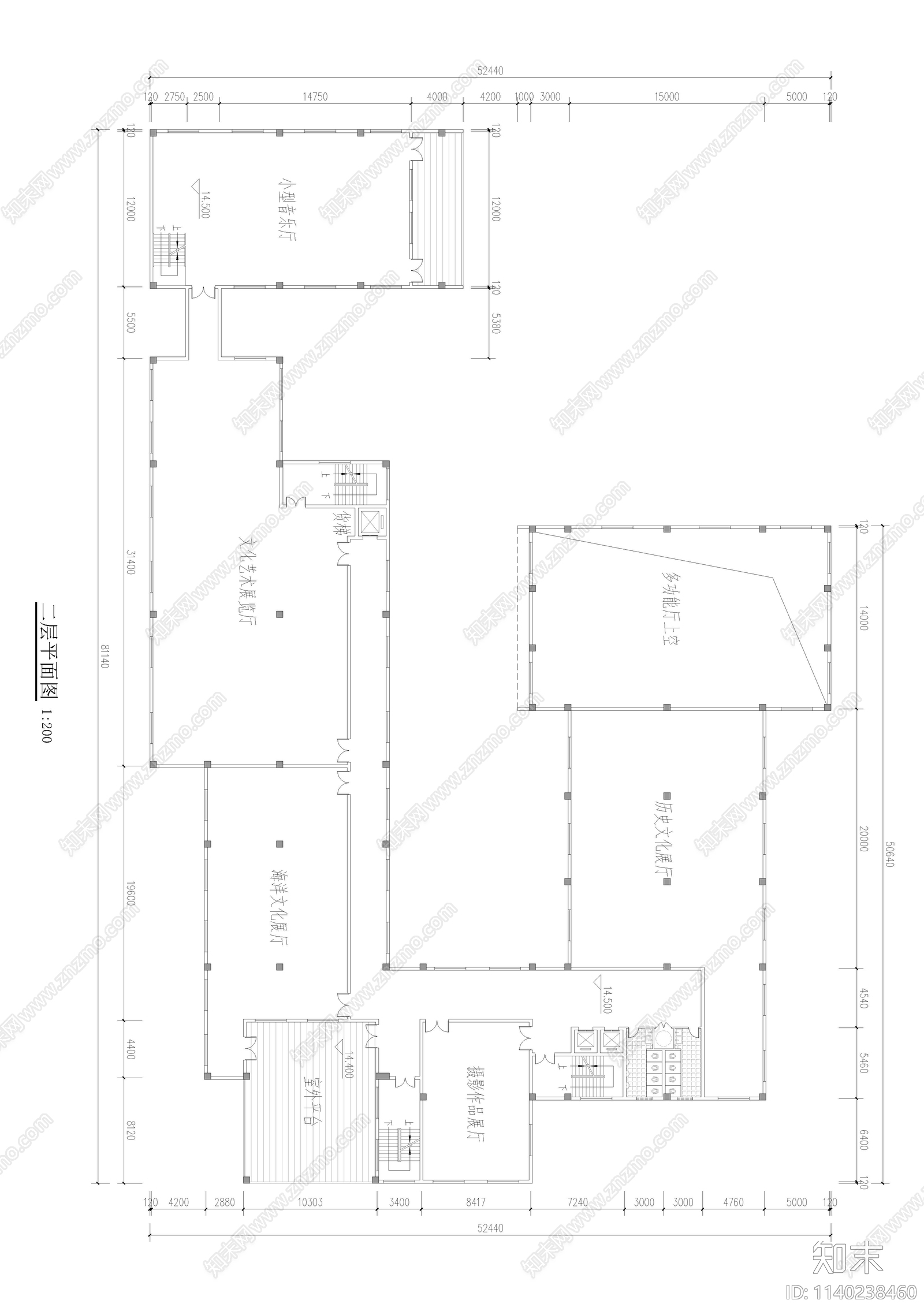 展览馆建筑cad施工图下载【ID:1140238460】