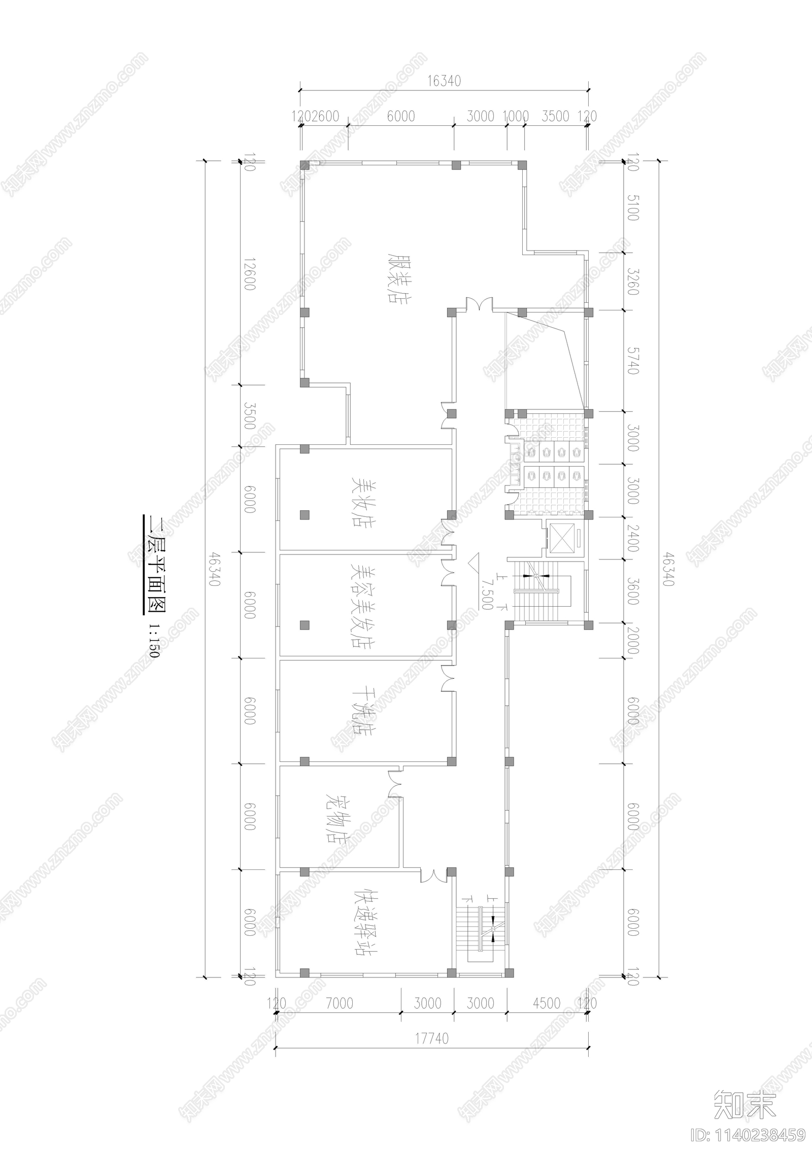 社区服务中心建筑cad施工图下载【ID:1140238459】