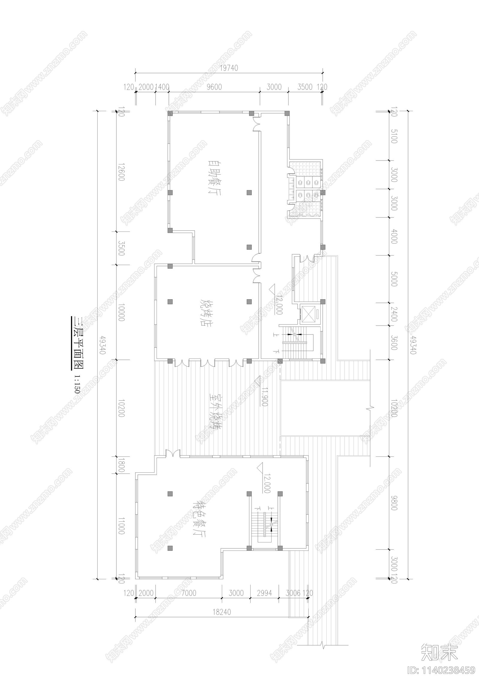 社区服务中心建筑cad施工图下载【ID:1140238459】