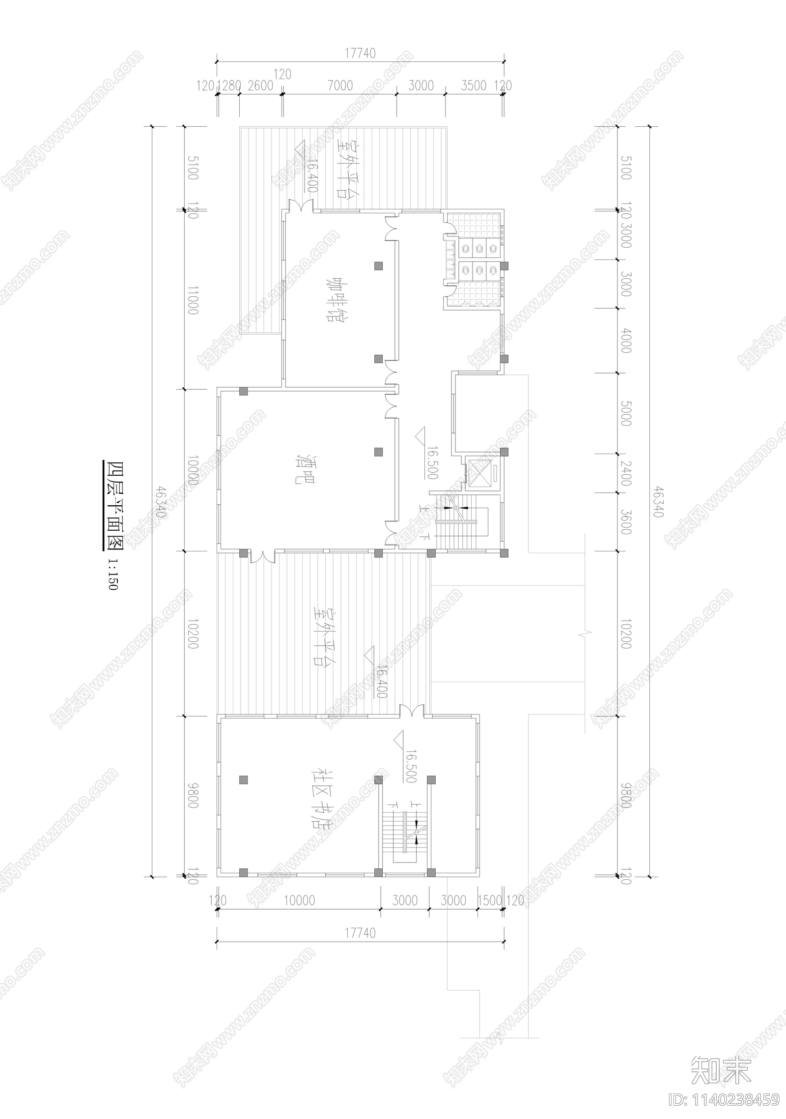 社区服务中心建筑cad施工图下载【ID:1140238459】