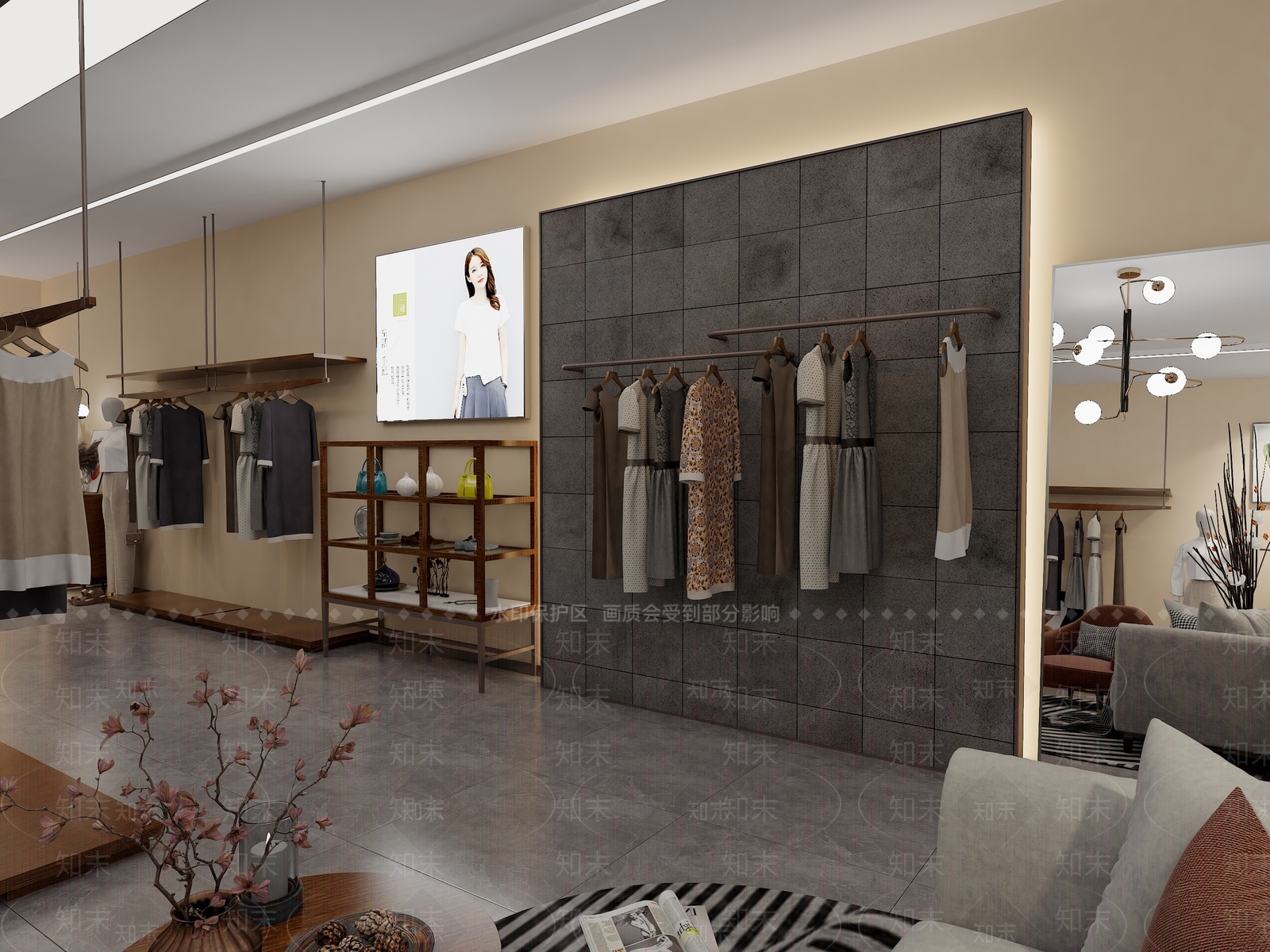 现代时尚女装店3D模型下载【ID:1140256337】