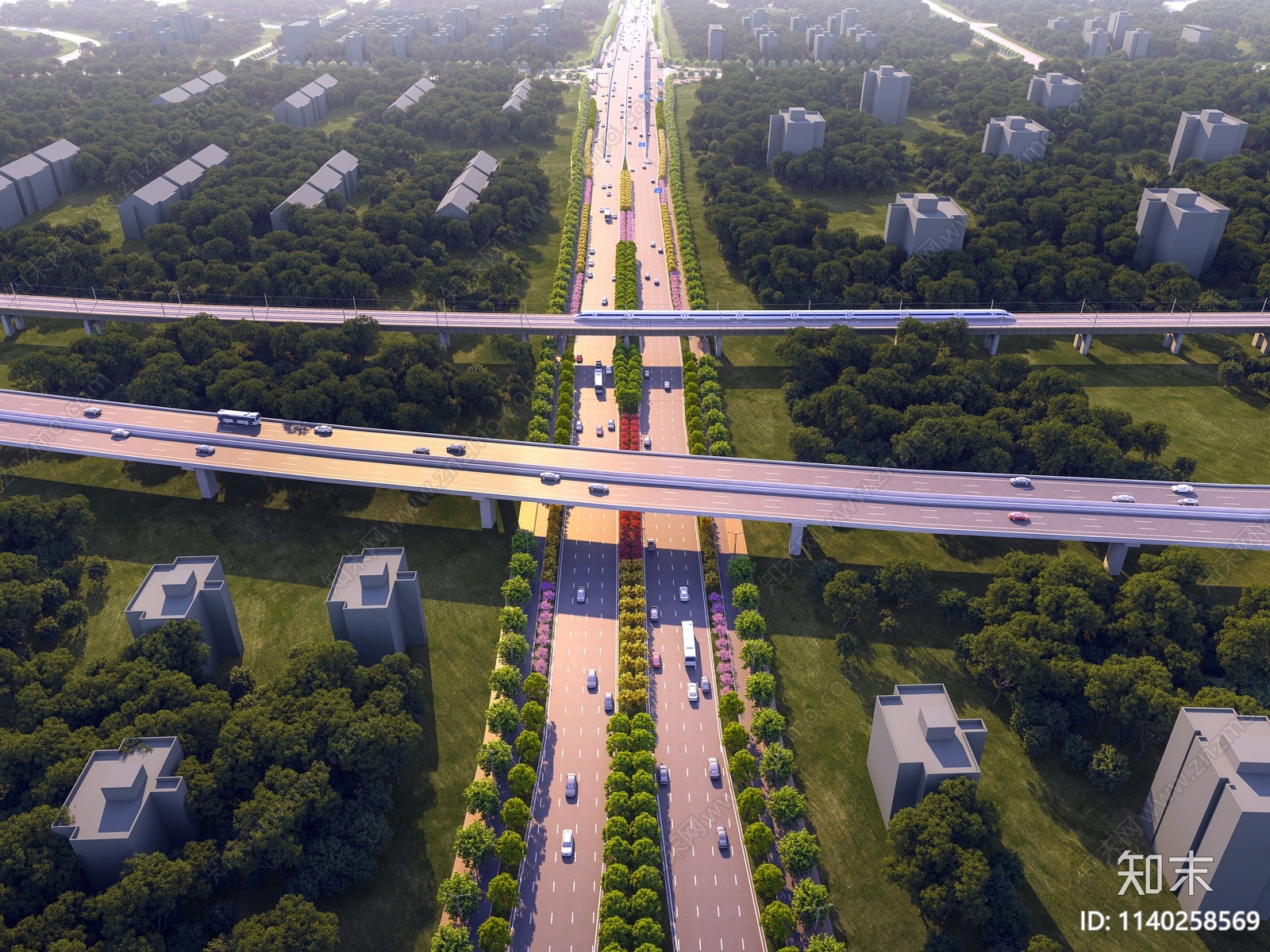 现代道路景观3D模型下载【ID:1140258569】