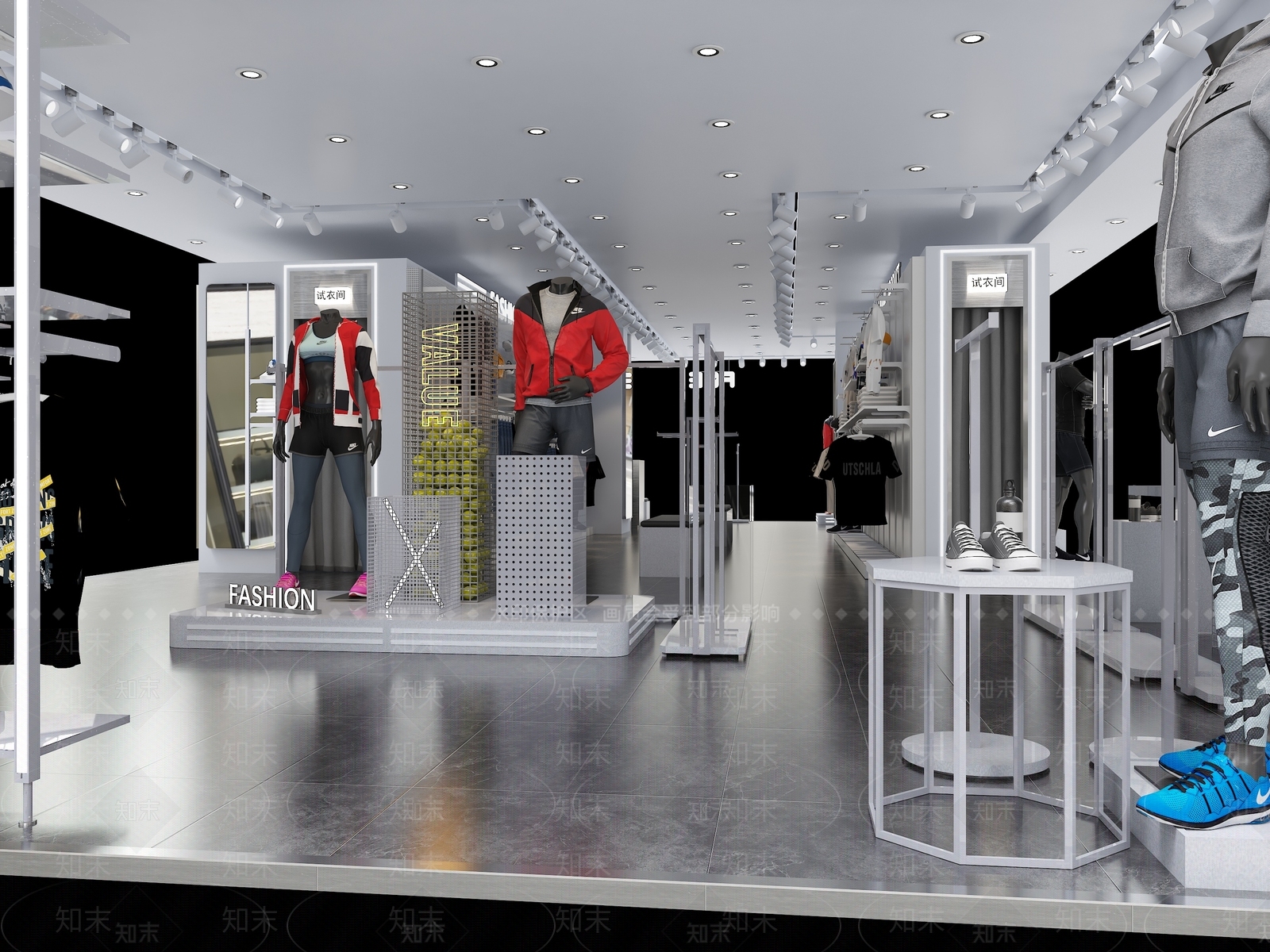 现代运动服装店3D模型下载【ID:1140257049】
