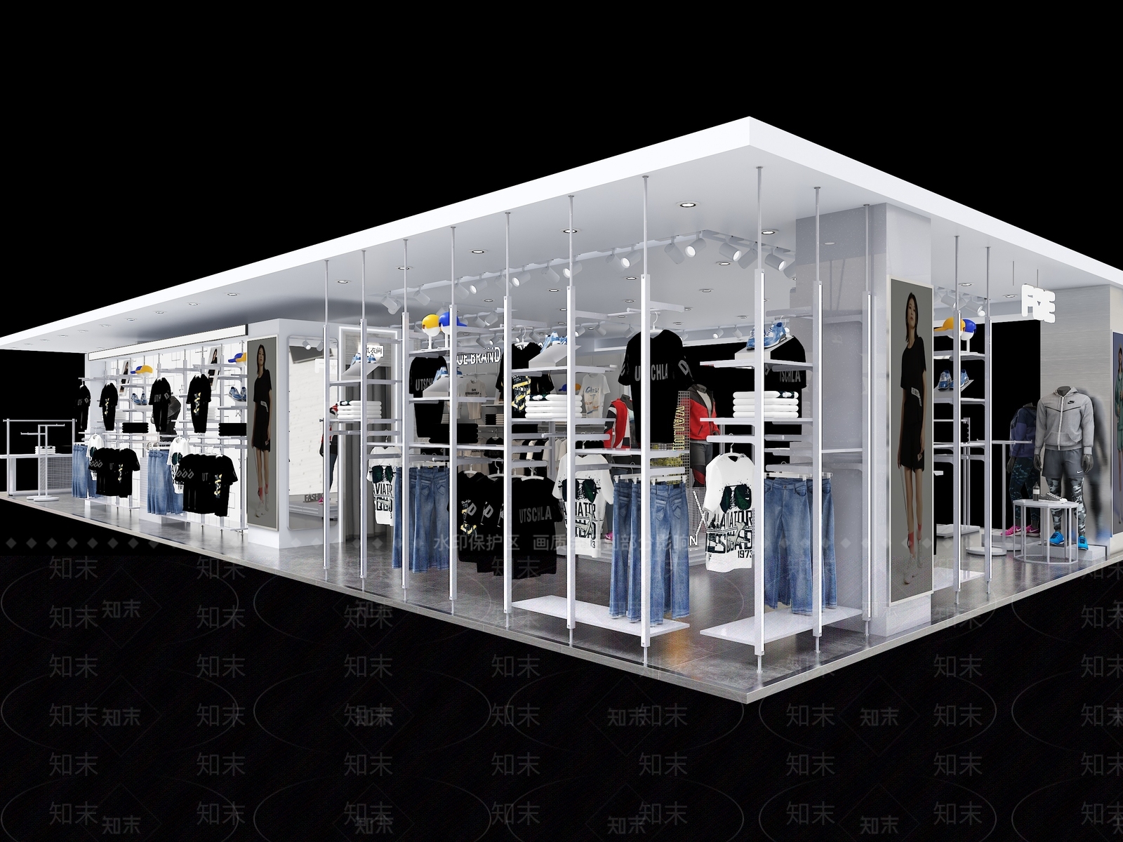 现代运动服装店3D模型下载【ID:1140257049】