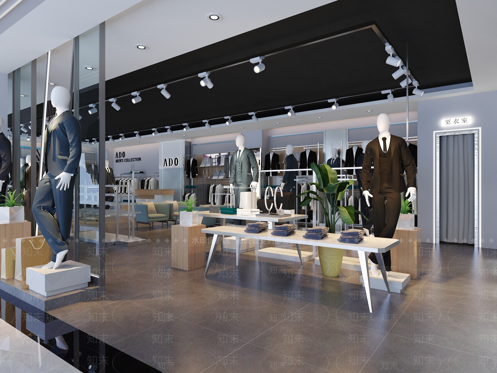 现代休闲男装店3D模型下载【ID:1140257825】