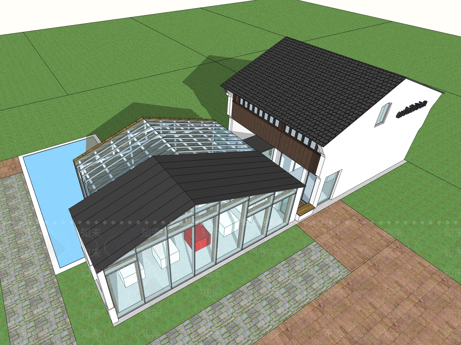 新中式展览馆SU模型下载【ID:1140265083】