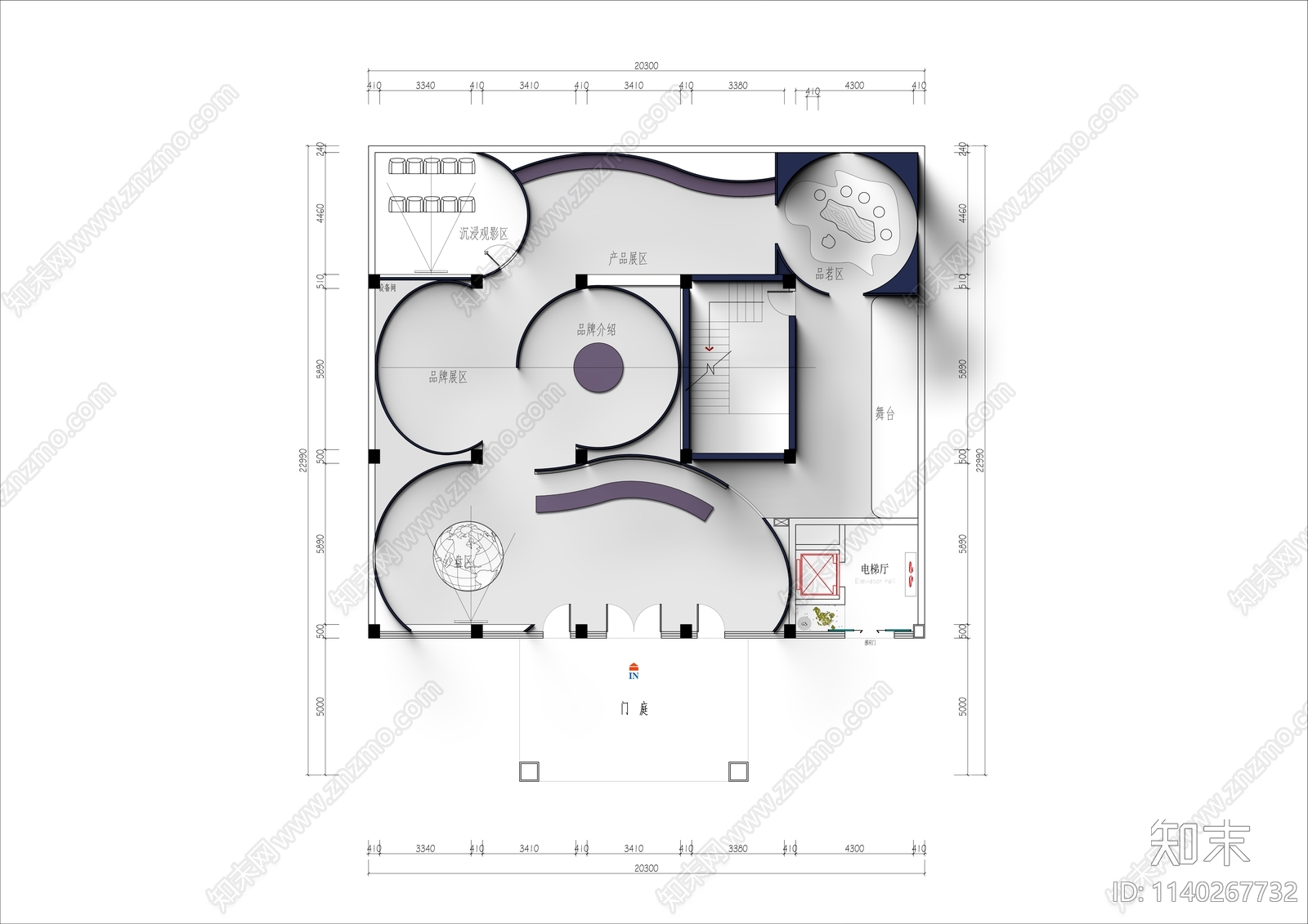 300㎡产品展厅平面布置图施工图下载【ID:1140267732】