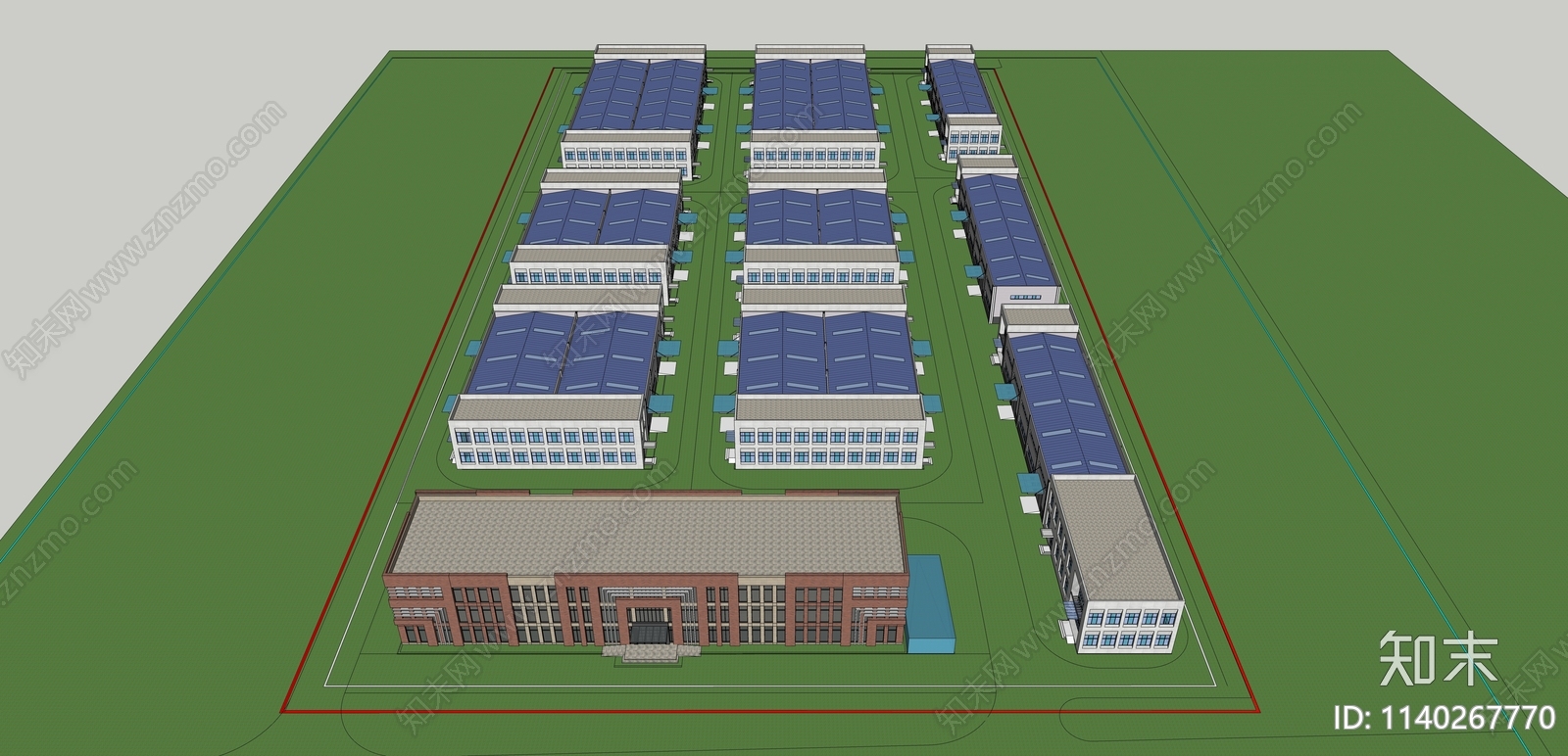 现代工业物流产业园SU模型下载【ID:1140267770】