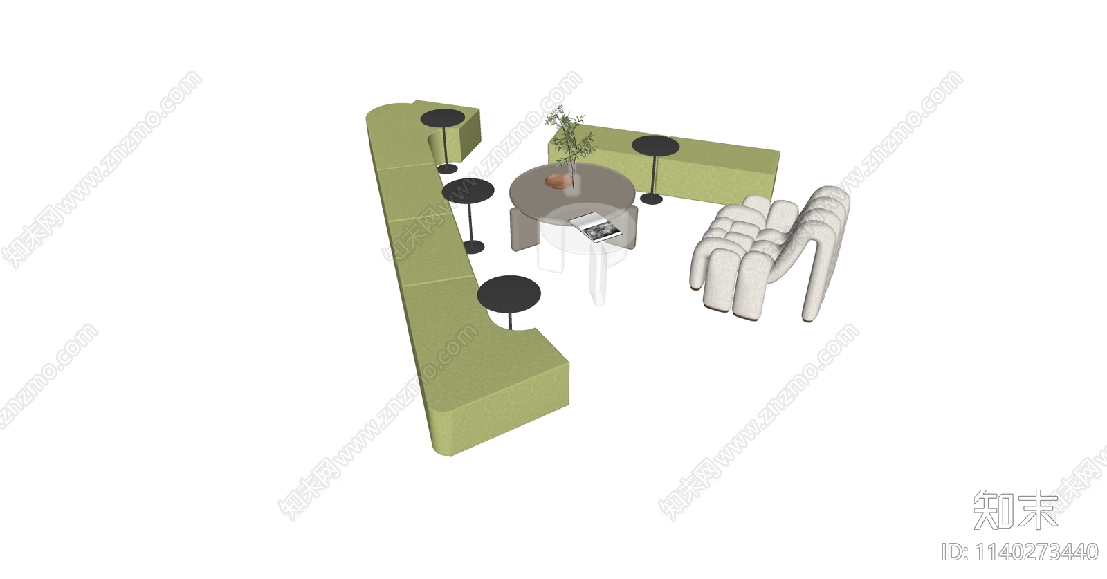 现代沙发茶几组合SU模型下载【ID:1140273440】