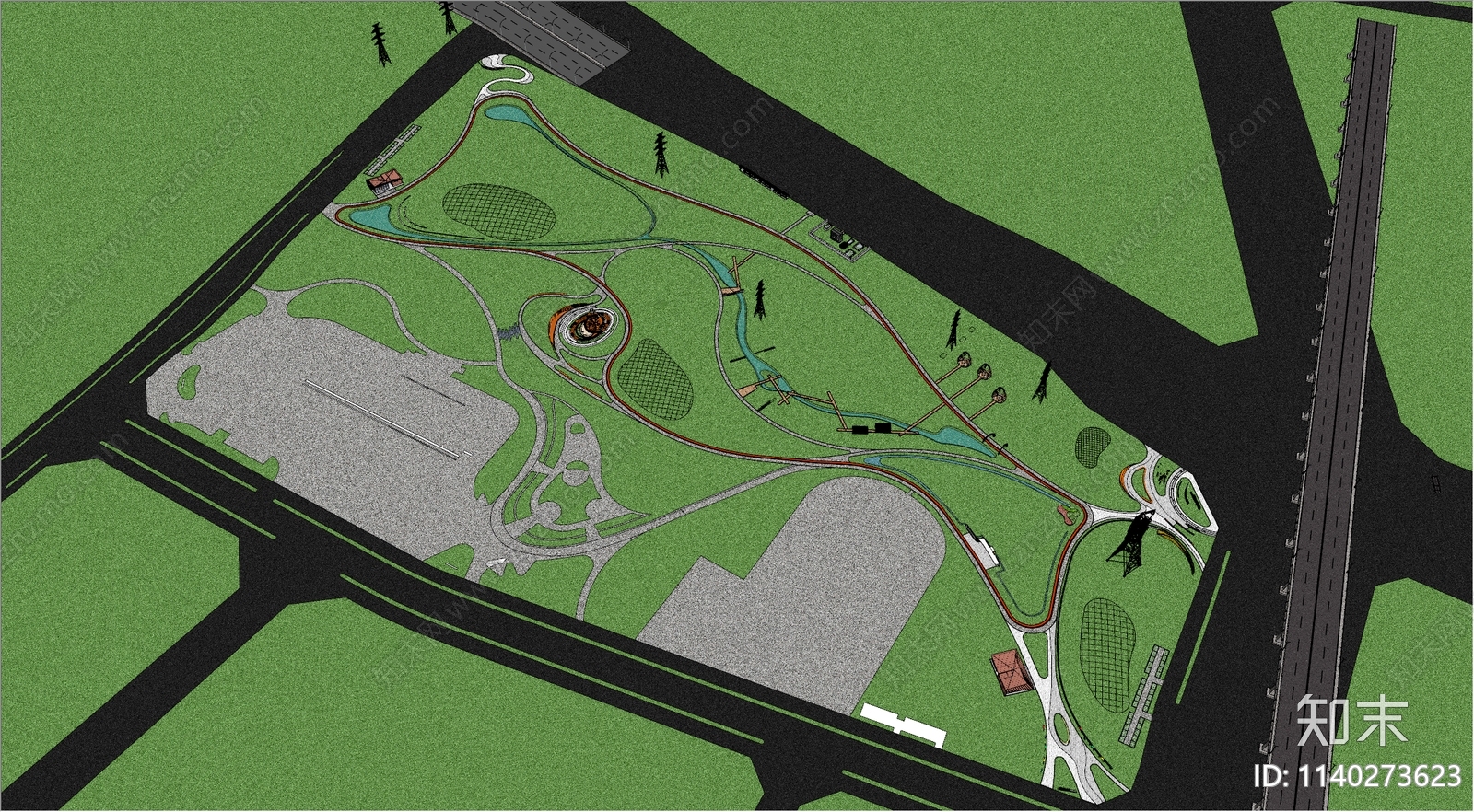 现代景观公园SU模型下载【ID:1140273623】