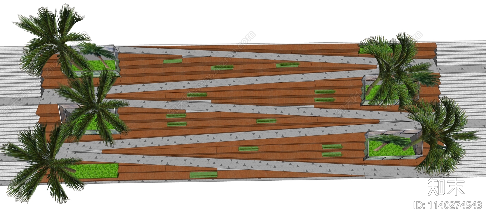 现代台阶景观SU模型下载【ID:1140274543】