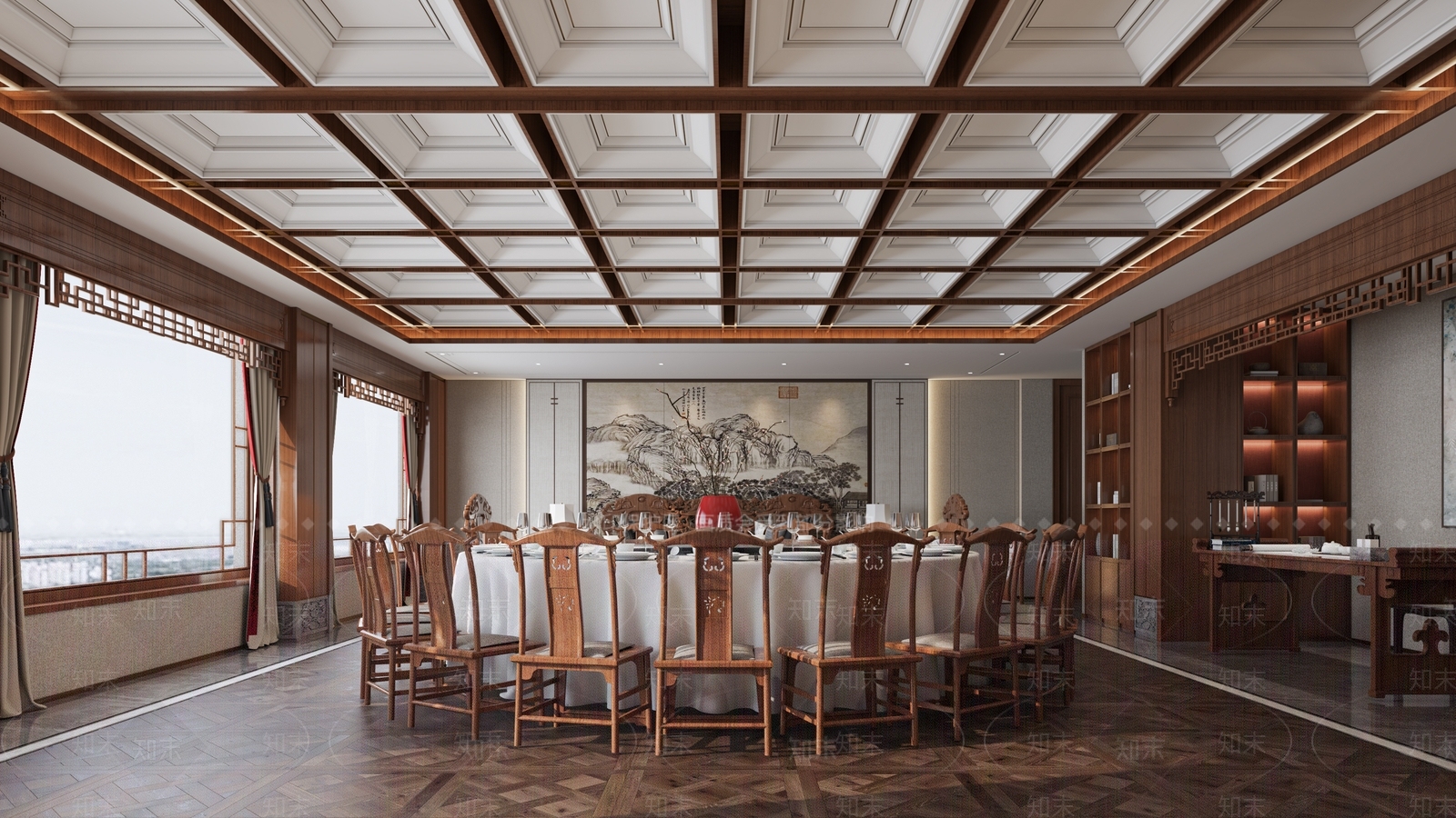 中式餐饮包间3D模型下载【ID:1140274784】