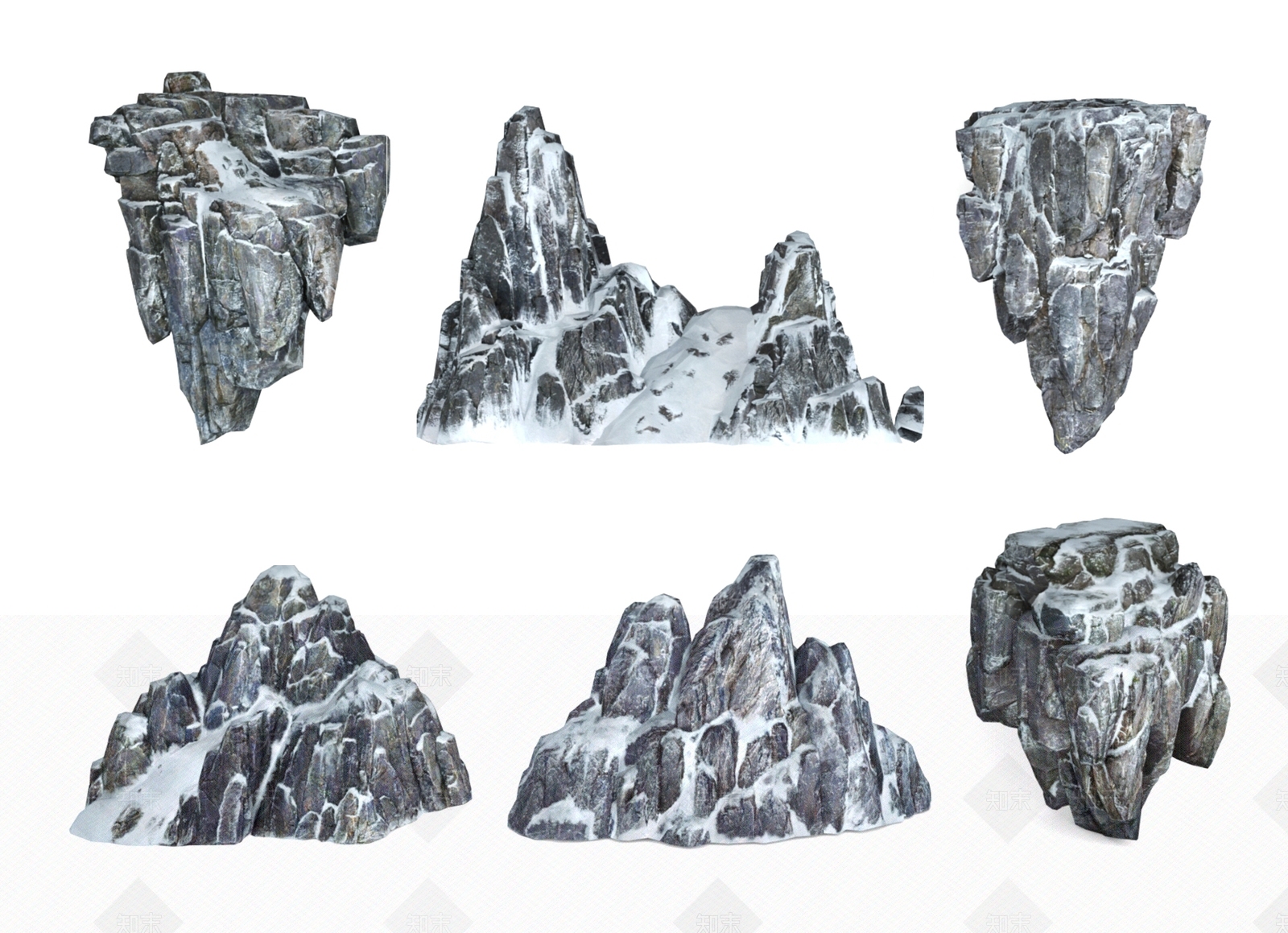 现代假山石头3D模型下载【ID:1140279382】