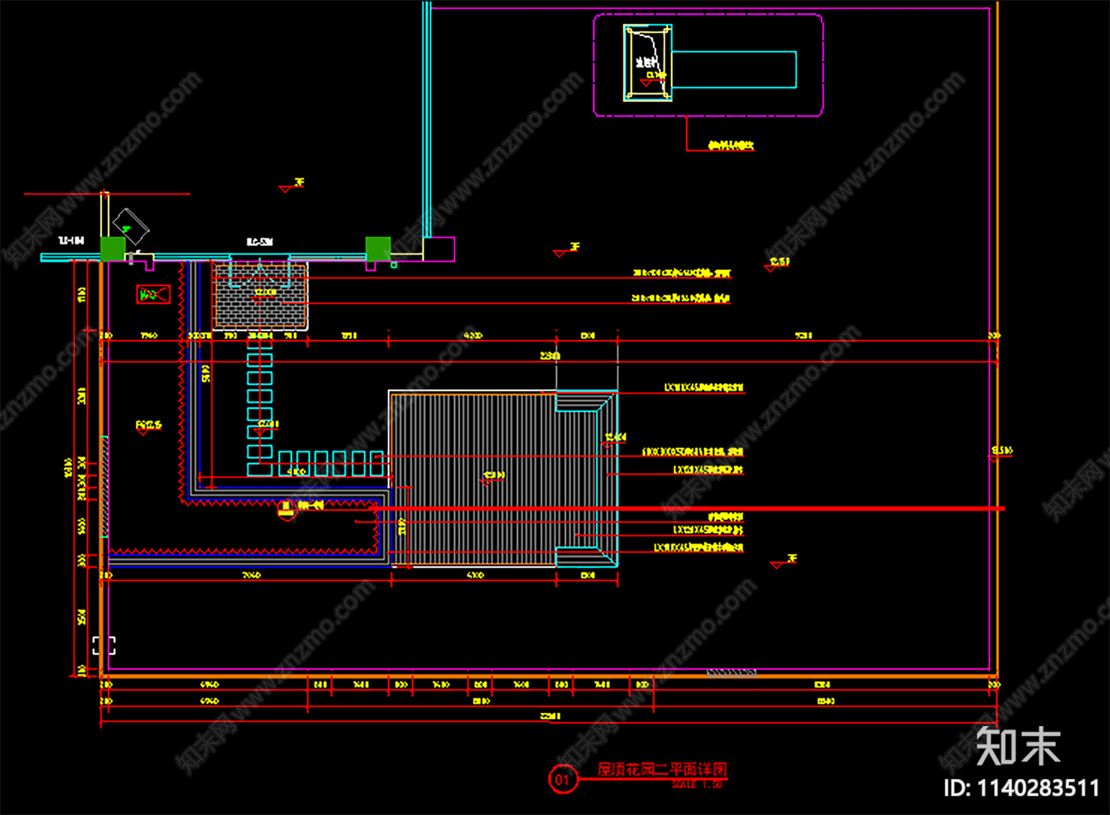 屋顶花园详图cad施工图下载【ID:1140283511】