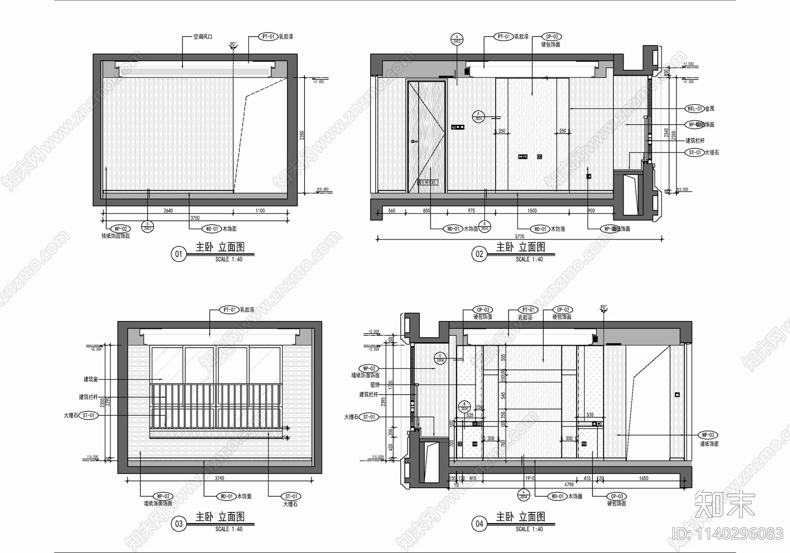 200㎡五居室家装大平层cad施工图下载【ID:1140296083】