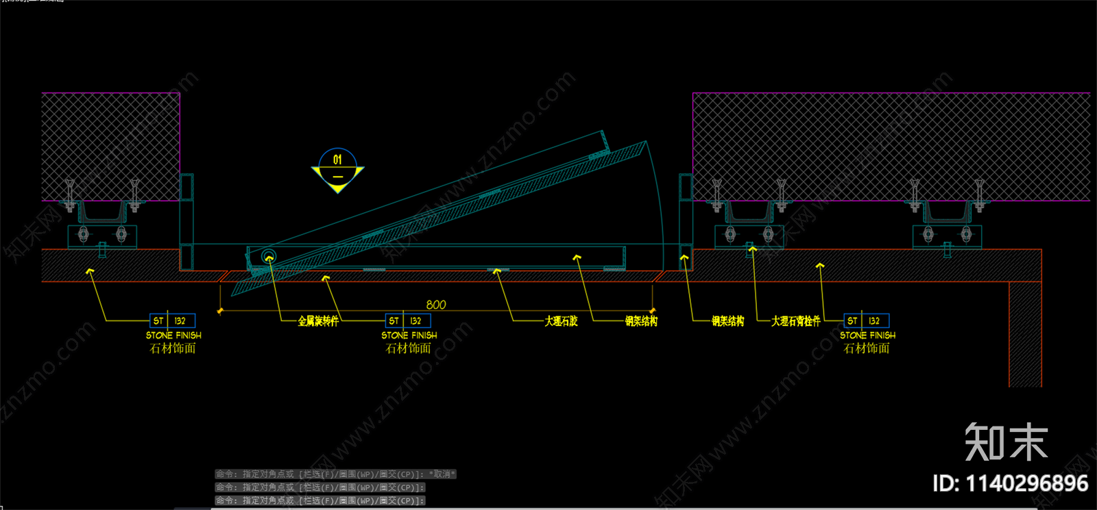 干挂石材隐形门暗门节点cad施工图下载【ID:1140296896】