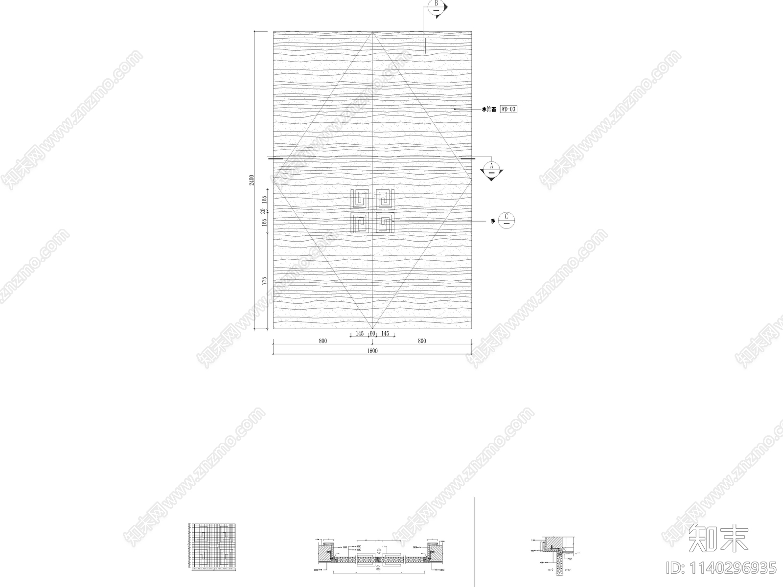 12套各类隐形门暗门实木门玻璃门节点cad施工图下载【ID:1140296935】