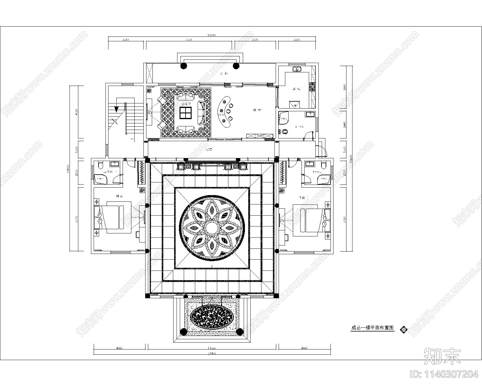 自建别墅室内装修cad施工图下载【ID:1140307204】