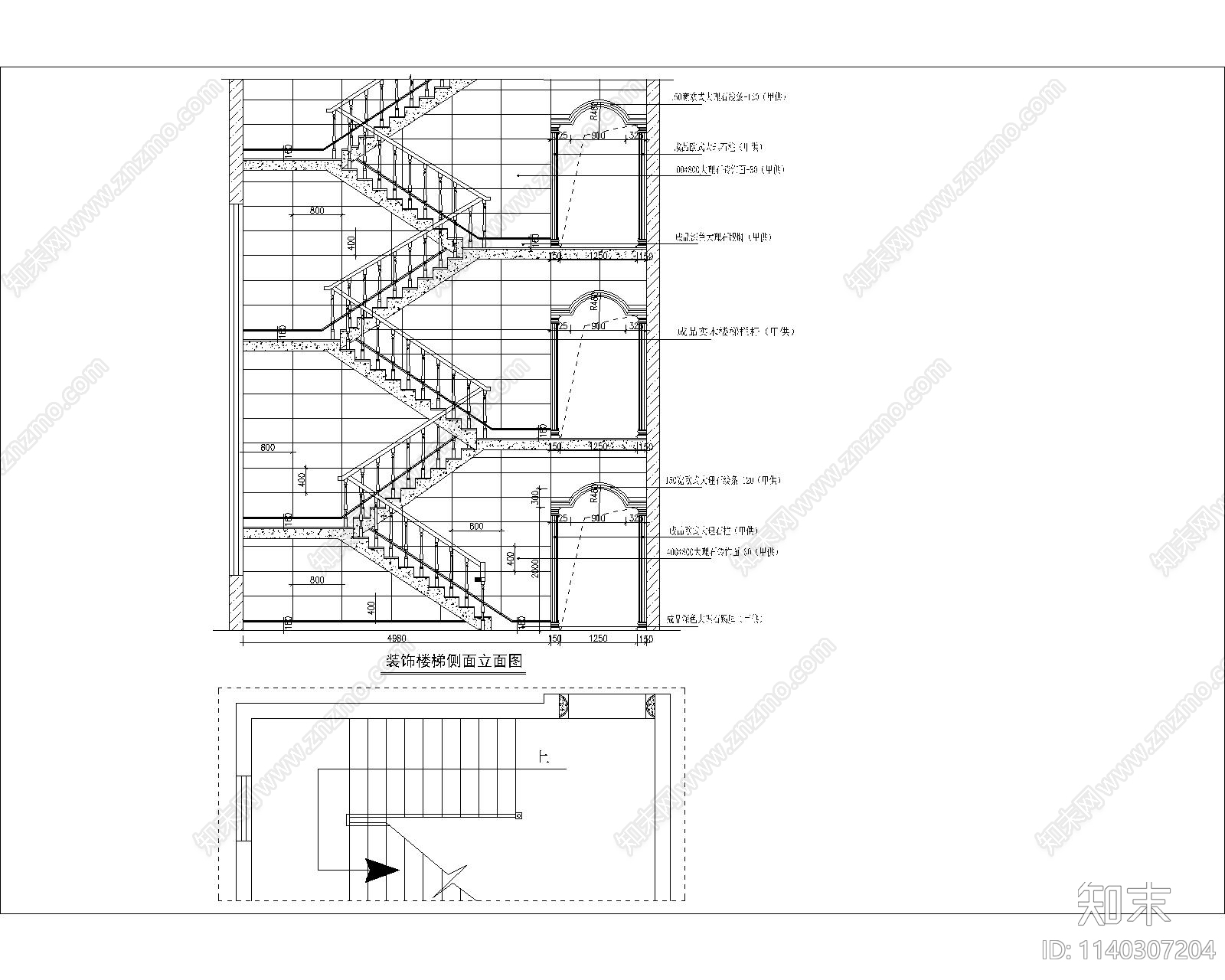 自建别墅室内装修cad施工图下载【ID:1140307204】