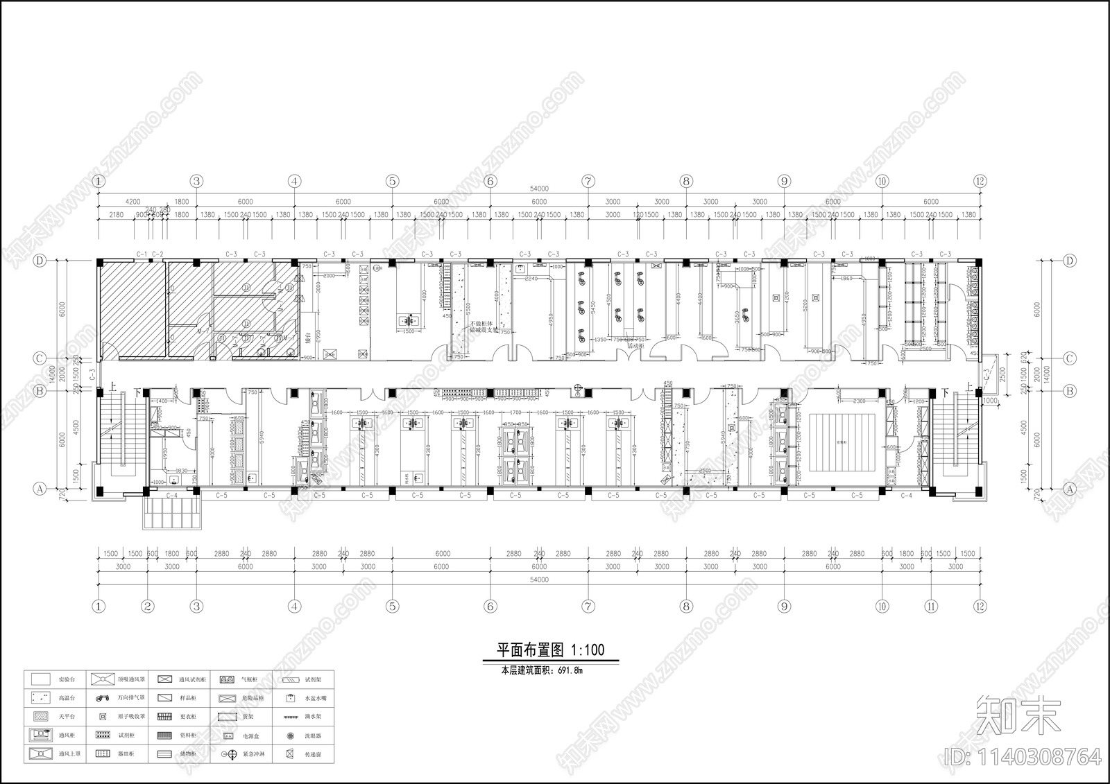 分析检测实验室cad施工图下载【ID:1140308764】