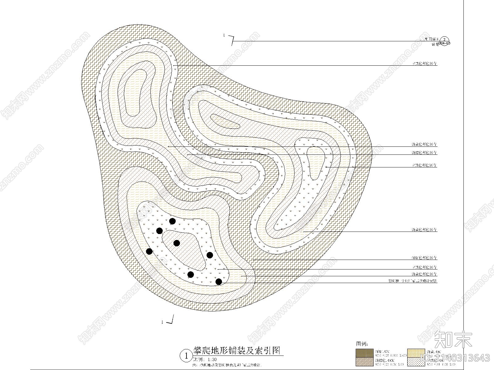 儿童活动区攀爬墙彩色沥青cad施工图下载【ID:1140313643】