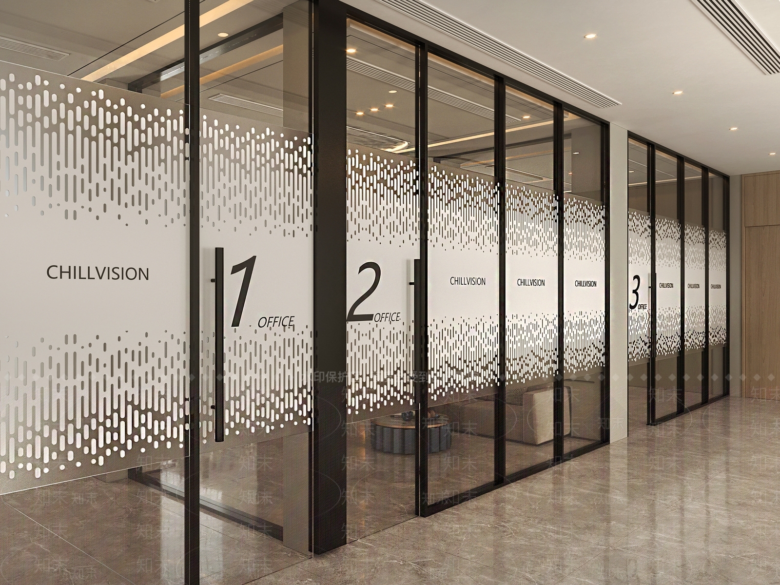 现代公共办公室玻璃门3D模型下载【ID:1140330925】