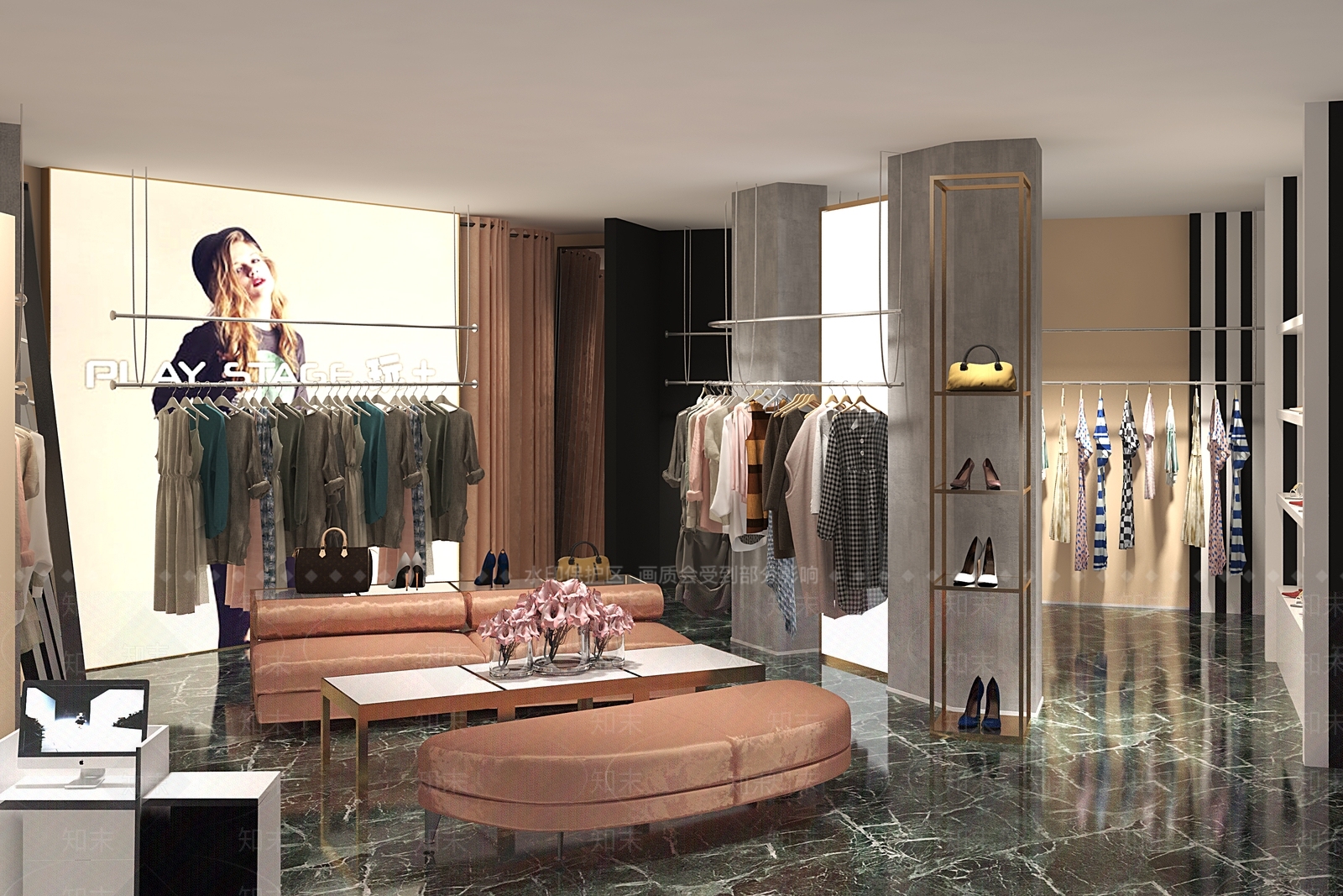 现代服装鞋店3D模型下载【ID:1140336939】