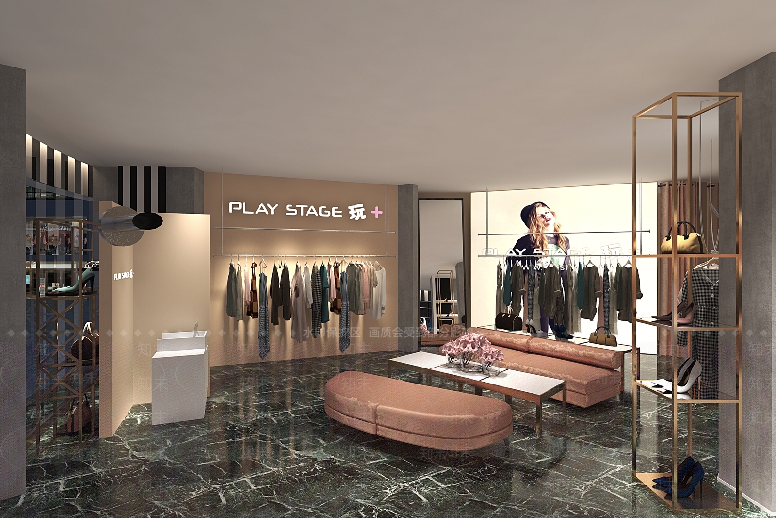 现代服装鞋店3D模型下载【ID:1140336939】