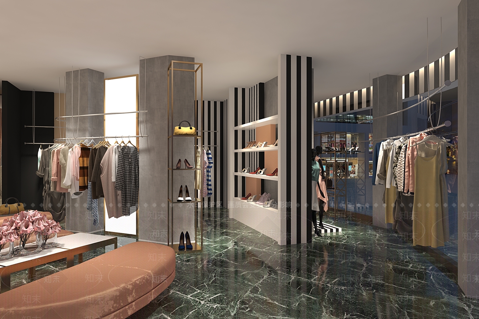 现代服装鞋店3D模型下载【ID:1140336939】