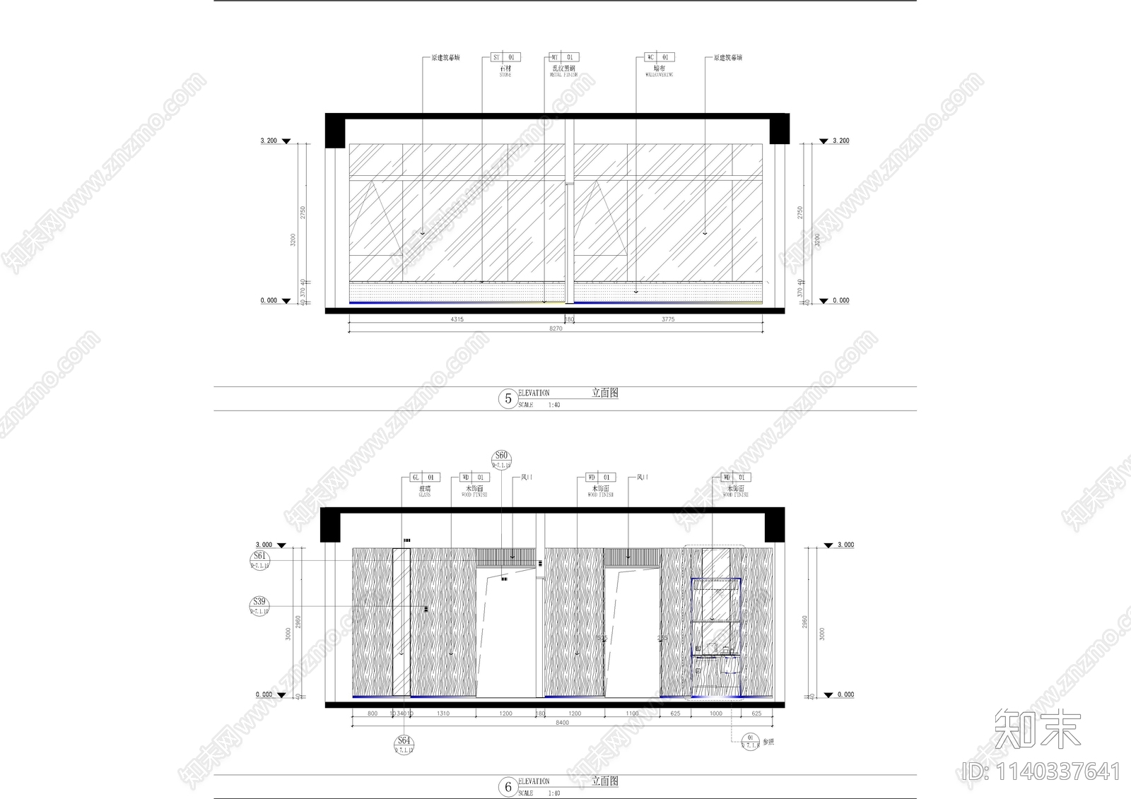 套房大床房客房cad施工图下载【ID:1140337641】