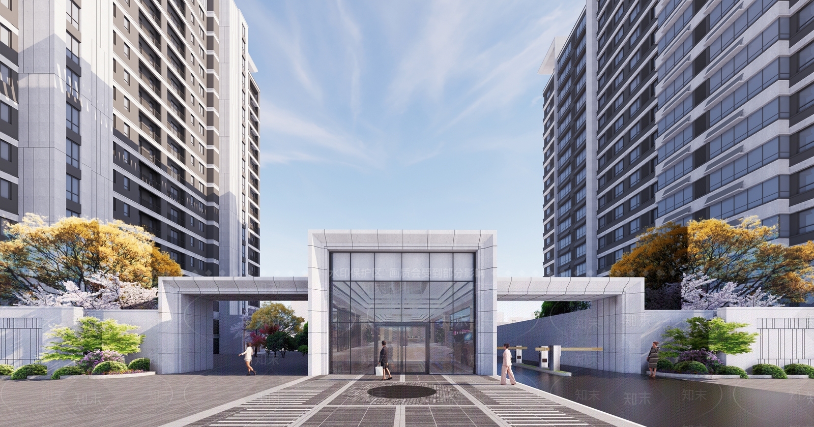 现代风格小区大门SU模型下载【ID:1140340334】